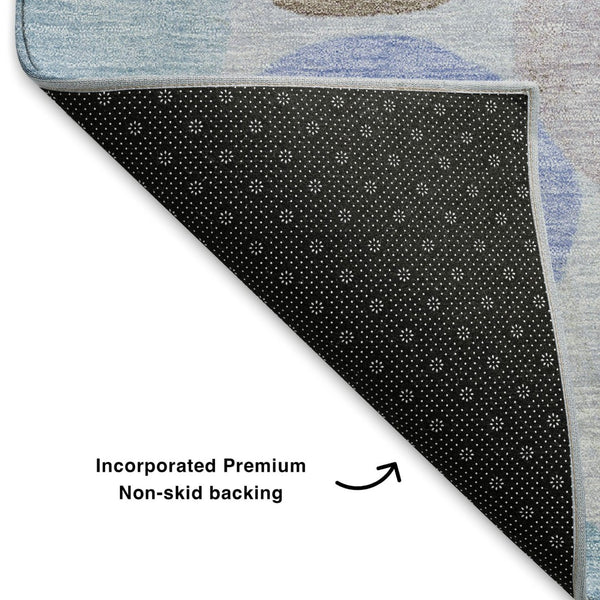 HomeRoots 10' X 14' Stylish Sky Blue, Lavender & Taupe Geometric Washable Area Rug with UV Protection & Soft Pile 707419