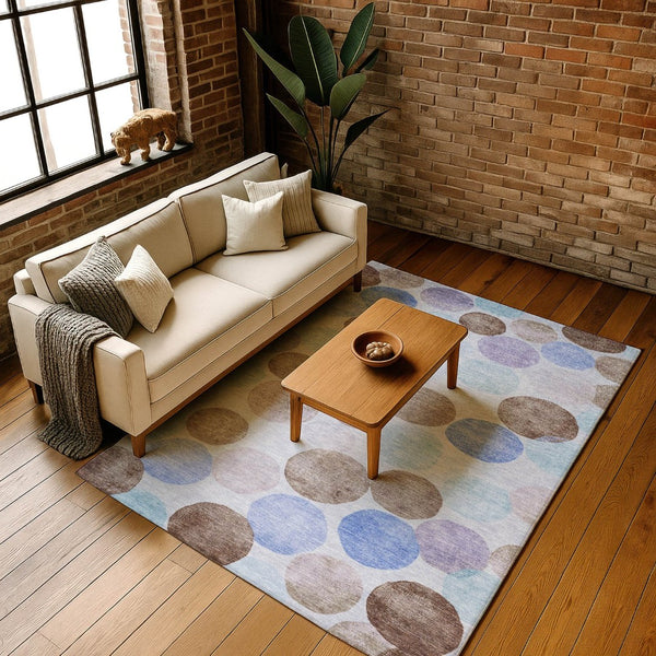 HomeRoots 10' X 14' Stylish Sky Blue, Lavender & Taupe Geometric Washable Area Rug with UV Protection & Soft Pile 707419