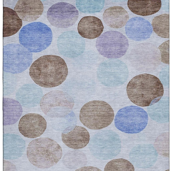HomeRoots 10' X 14' Stylish Sky Blue, Lavender & Taupe Geometric Washable Area Rug with UV Protection & Soft Pile 707419