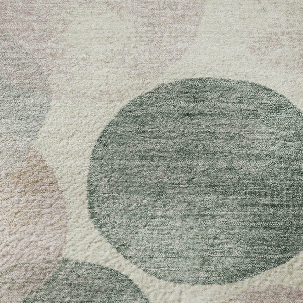 HomeRoots 8' X 10' Washable Salmon, Emerald & Ivory Geometric Area Rug with UV Protection for Stylish Spaces 707423