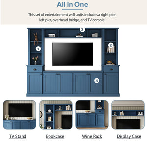 English Elm Minimalist Modular Wall Unit Four Piece Entertainment System Fits Tvs up to 75 Inches SD000031AAC