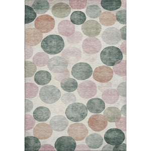 HomeRoots 9' X 12' Salmon, Emerald & Ivory Geometric Washable Area Rug - Durable, UV Protected, Kid-Friendly! 707424