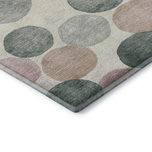 HomeRoots 9' X 12' Salmon, Emerald & Ivory Geometric Washable Area Rug - Durable, UV Protected, Kid-Friendly! 707424