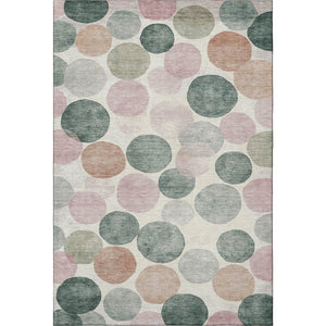 HomeRoots 9' X 12' Salmon, Emerald & Ivory Geometric Washable Area Rug - Durable, UV Protected, Kid-Friendly! 707424