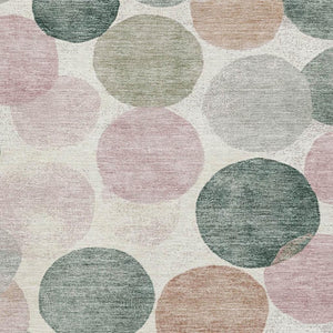 HomeRoots 10' X 14' Salmon Emerald Ivory Geometric Rug - Washable, UV-Protected, Stain-Resistant for Families 707425
