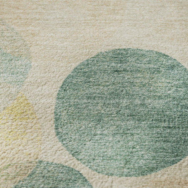 HomeRoots 10' X 14' Washable Geometric Area Rug in Teal, Yellow & Coral - UV Protected, Easy-Care Design! 707431