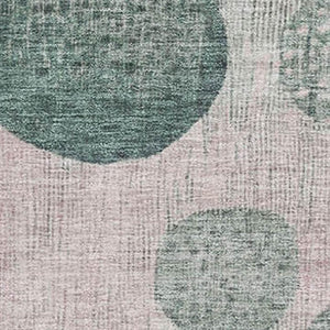 HomeRoots 5' X 8' Washable Geometric Area Rug in Green, Mauve & Beige with UV Protection for Modern Homes 707433