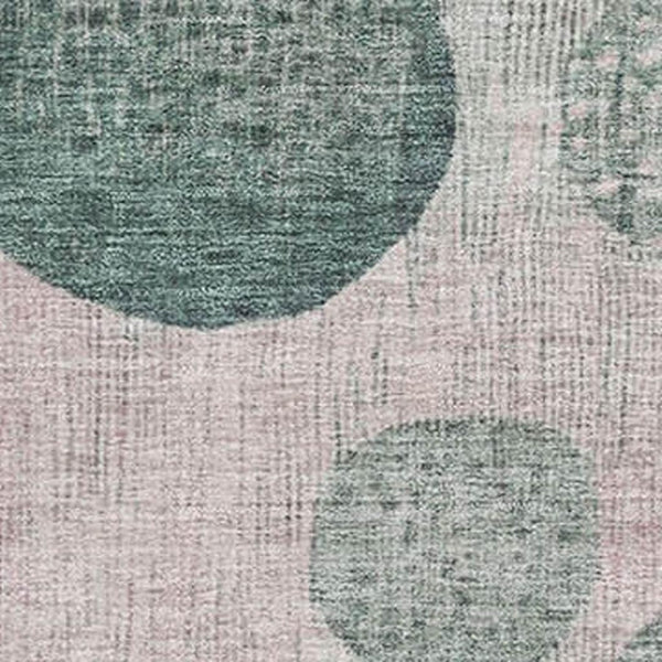 HomeRoots 5' X 8' Washable Geometric Area Rug in Green, Mauve & Beige with UV Protection for Modern Homes 707433