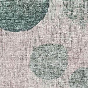 HomeRoots 8' Stylish Geometric Washable Round Rug in Green, Mauve & Beige - Durable, UV-Protected & Family-Friendly! 707434