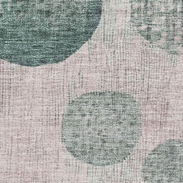 HomeRoots 8' Stylish Geometric Washable Round Rug in Green, Mauve & Beige - Durable, UV-Protected & Family-Friendly! 707434