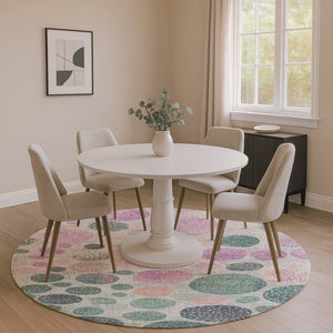 HomeRoots 8' X 10' Modern Geometric Washable Area Rug - Stylish Green, Mauve & Beige with UV Protection 707435