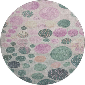 HomeRoots 8' X 10' Modern Geometric Washable Area Rug - Stylish Green, Mauve & Beige with UV Protection 707435