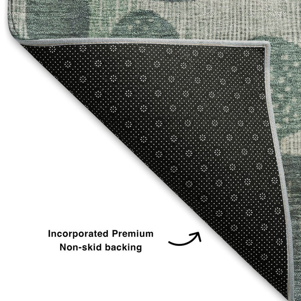 HomeRoots 8' X 10' Modern Geometric Washable Area Rug - Stylish Green, Mauve & Beige with UV Protection 707435