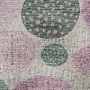 HomeRoots 8' X 10' Modern Geometric Washable Area Rug - Stylish Green, Mauve & Beige with UV Protection 707435