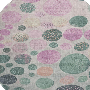 HomeRoots 8' X 10' Modern Geometric Washable Area Rug - Stylish Green, Mauve & Beige with UV Protection 707435