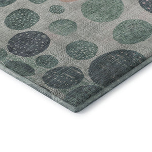 HomeRoots 10' Geometric Washable Area Rug in Green, Mauve & Beige - UV Protected, Stain-Resistant Design! 707437