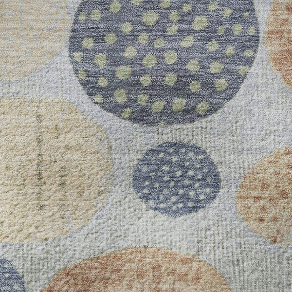 HomeRoots 8' X 10' Geometric Washable Area Rug in Denim Blue, Green & Peach - UV Protected, Stain-Resistant Design 707441