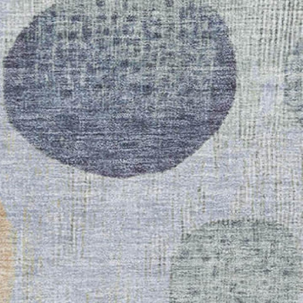 HomeRoots 9' X 12' Washable Geometric Area Rug in Denim Blue, Green & Peach – Durable, UV-Protected Design! 707442