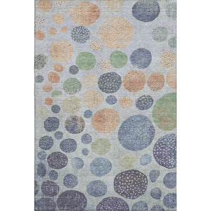 HomeRoots 10' Washable Geometric Area Rug in Denim Blue & Peach - UV Protected, Stain Resistant & Non-Slip! 707443