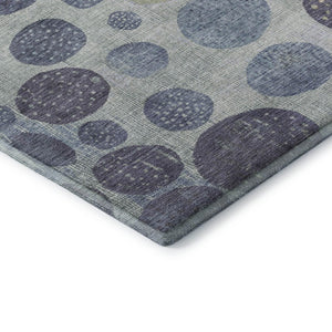 HomeRoots 10' Washable Geometric Area Rug in Denim Blue & Peach - UV Protected, Stain Resistant & Non-Slip! 707443