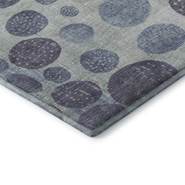 HomeRoots 10' Washable Geometric Area Rug in Denim Blue & Peach - UV Protected, Stain Resistant & Non-Slip! 707443