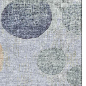 HomeRoots 10' Washable Geometric Area Rug in Denim Blue & Peach - UV Protected, Stain Resistant & Non-Slip! 707443