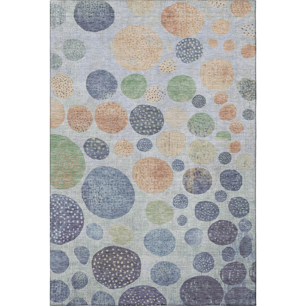 HomeRoots 10' Washable Geometric Area Rug in Denim Blue & Peach - UV Protected, Stain Resistant & Non-Slip! 707443