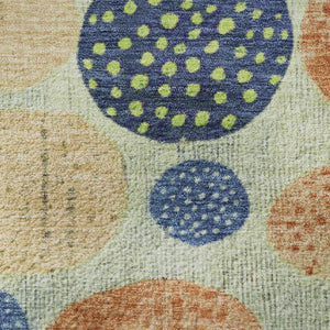 HomeRoots 8' X 10' Modern Navy Blue, Green, and Peach Geometric Area Rug - Washable, UV Protected, Stain Resistant! 707447