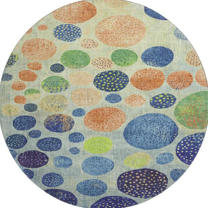 HomeRoots 8' X 10' Modern Navy Blue, Green, and Peach Geometric Area Rug - Washable, UV Protected, Stain Resistant! 707447