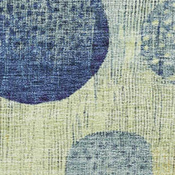 HomeRoots 9' Geometric Washable Area Rug in Navy Blue, Green & Peach - UV Protected, Durable & Easy Care! 707448