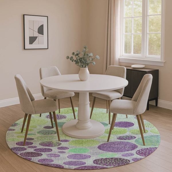 HomeRoots 8' X 10' Stylish Purple & Green Geometric Washable Area Rug with UV Protection for High-Traffic Areas 707453