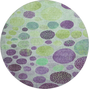 HomeRoots 8' X 10' Stylish Purple & Green Geometric Washable Area Rug with UV Protection for High-Traffic Areas 707453