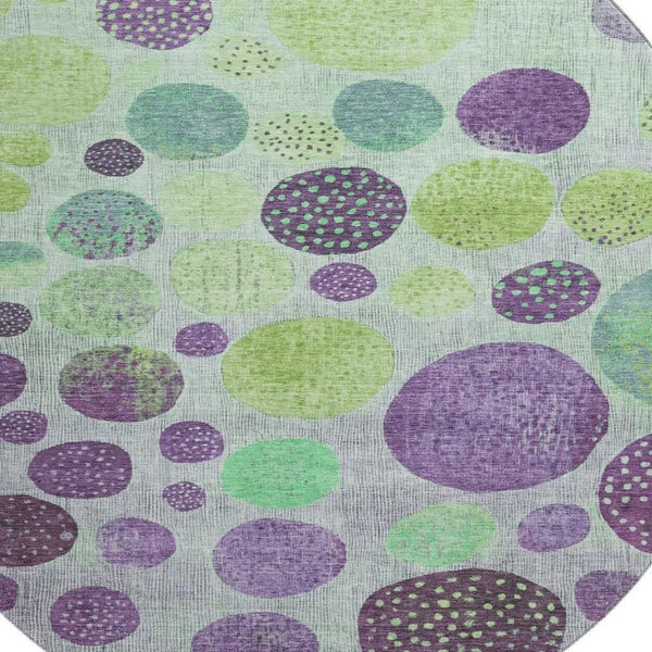 HomeRoots 8' X 10' Stylish Purple & Green Geometric Washable Area Rug with UV Protection for High-Traffic Areas 707453