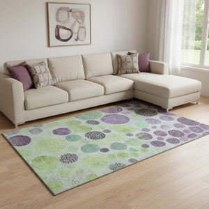 HomeRoots 9' X 12' Vibrant Purple & Green Geometric Washable Area Rug with UV Protection for Modern Spaces 707454