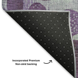 HomeRoots 9' X 12' Vibrant Purple & Green Geometric Washable Area Rug with UV Protection for Modern Spaces 707454