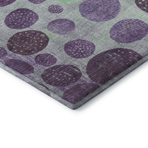 HomeRoots 9' X 12' Vibrant Purple & Green Geometric Washable Area Rug with UV Protection for Modern Spaces 707454