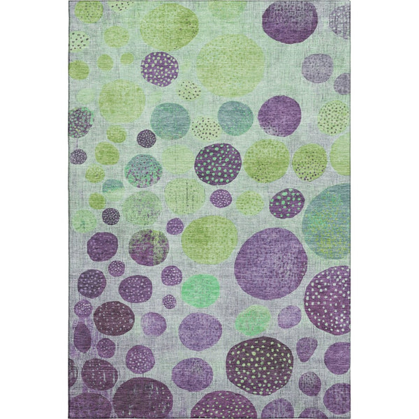 HomeRoots 10' Geometric Purple and Green Washable Area Rug - UV Resistant, Durable, Stylish for High-Traffic Spaces 707455