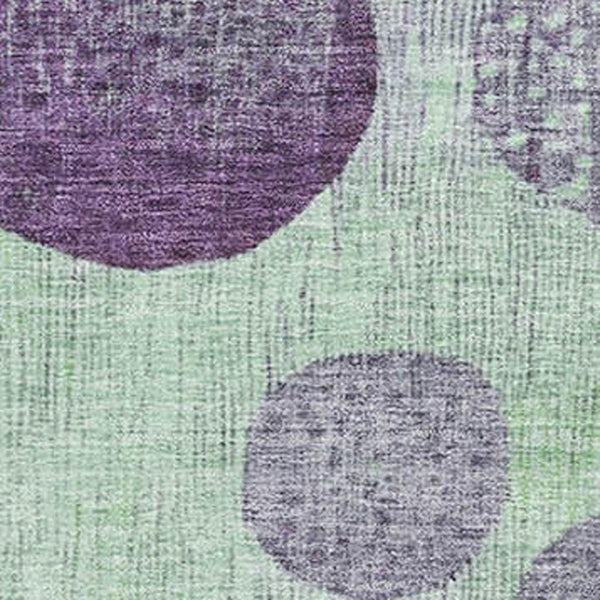HomeRoots 10' Geometric Purple and Green Washable Area Rug - UV Resistant, Durable, Stylish for High-Traffic Spaces 707455