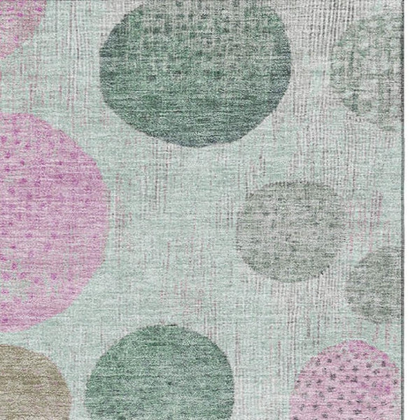 HomeRoots 5' X 8' Sage and Blush Geometric Area Rug - Stylish, Washable, UV Protected for Modern Living Spaces 707457