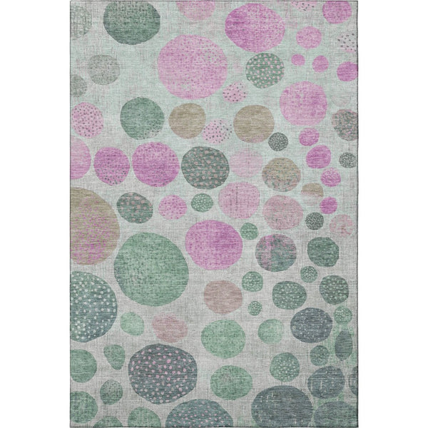 HomeRoots 8' Sage and Blush Geometric Round Rug – Washable, UV-Protected, Durable Design for All Spaces 707458