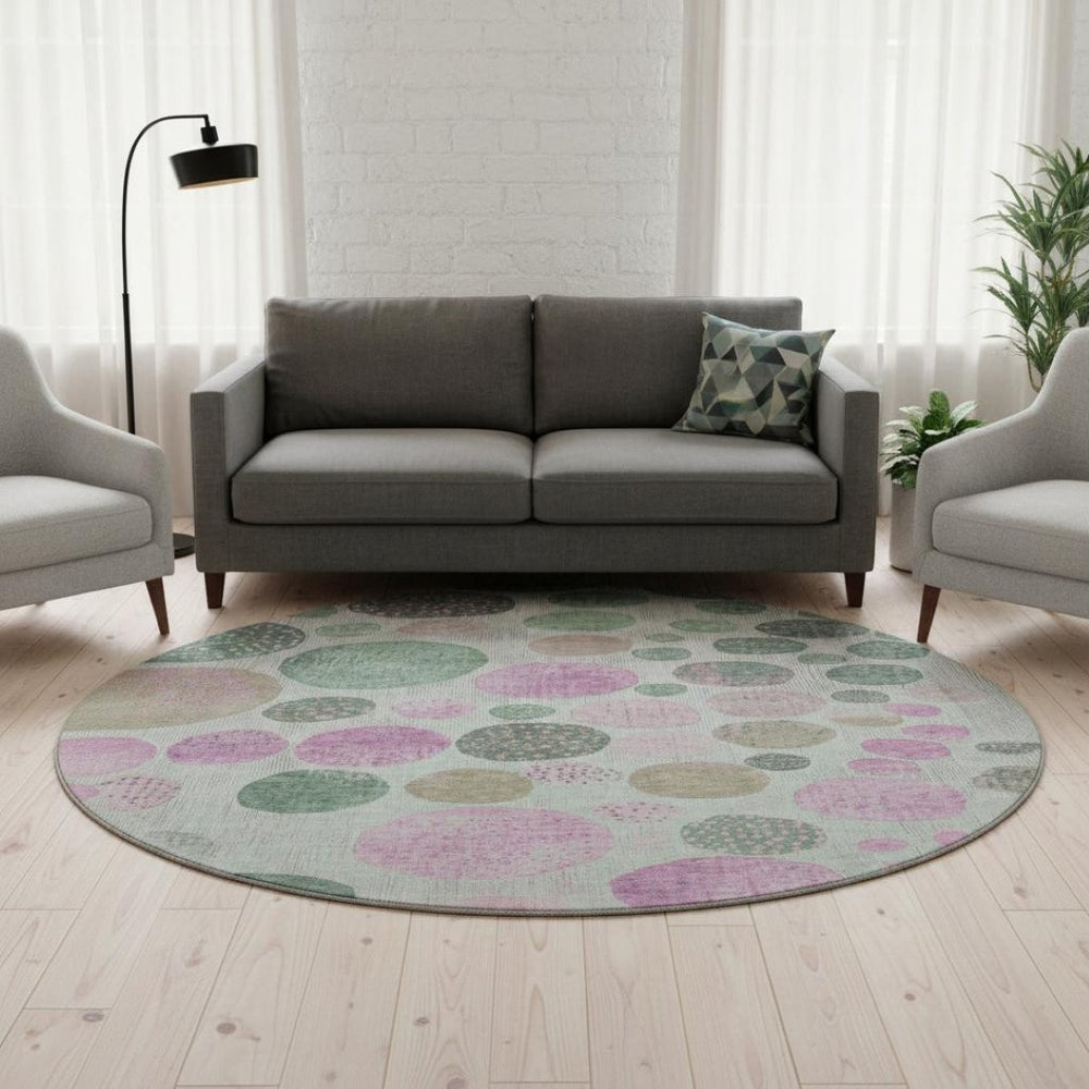 HomeRoots 8' X 10' Modern Sage and Blush Geometric Washable Area Rug with Stain Resistance and UV Defense 707459