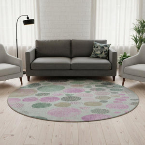 HomeRoots 8' X 10' Modern Sage and Blush Geometric Washable Area Rug with Stain Resistance and UV Defense 707459