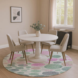 HomeRoots 8' X 10' Modern Sage and Blush Geometric Washable Area Rug with Stain Resistance and UV Defense 707459
