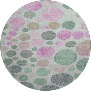 HomeRoots 8' X 10' Modern Sage and Blush Geometric Washable Area Rug with Stain Resistance and UV Defense 707459