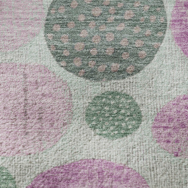 HomeRoots 8' X 10' Modern Sage and Blush Geometric Washable Area Rug with Stain Resistance and UV Defense 707459