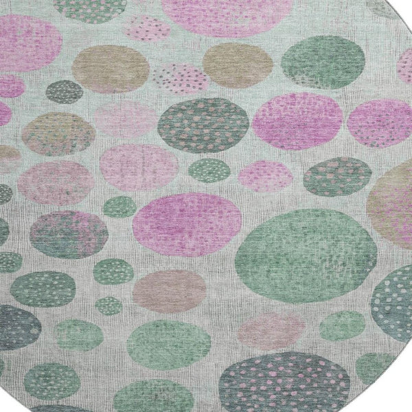 HomeRoots 8' X 10' Modern Sage and Blush Geometric Washable Area Rug with Stain Resistance and UV Defense 707459