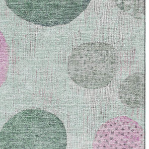 HomeRoots 9' X 12' Sage and Blush Geometric Rug - Washable, UV-Protected, Stylish for Family Rooms & Nurseries 707460