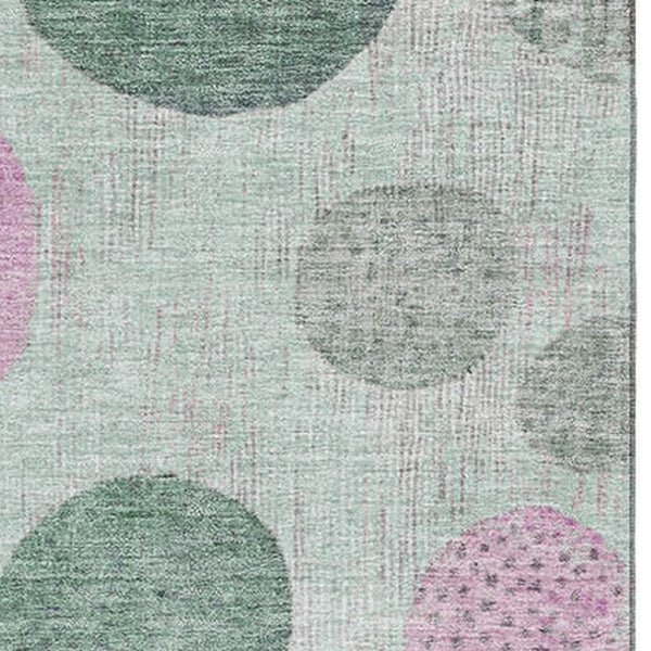 HomeRoots 9' X 12' Sage and Blush Geometric Rug - Washable, UV-Protected, Stylish for Family Rooms & Nurseries 707460