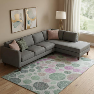 HomeRoots 10' X 14' Stylish Sage and Blush Geometric Washable Area Rug with UV Protection for Modern Spaces 707461