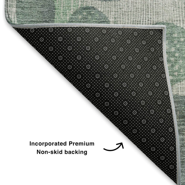HomeRoots 10' X 14' Stylish Sage and Blush Geometric Washable Area Rug with UV Protection for Modern Spaces 707461